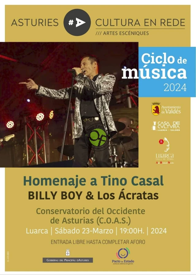 Billy Boy & Los Ácratas protagonizan un concierto tributo a Tino Casal en el Conservatorio del Occidente