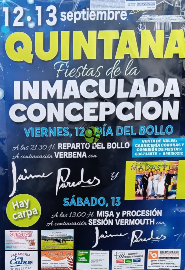Fiestas de la Inmaculada Concepción 2025 en Quintana