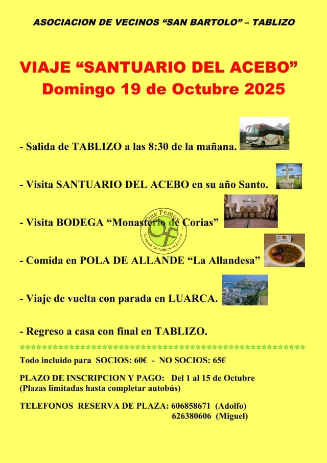 En Tablizo disfrutarán de un viaje al Santuario del Acebo