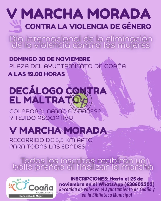 Coaña celebra su V Marcha Morada contra la Violencia de Género