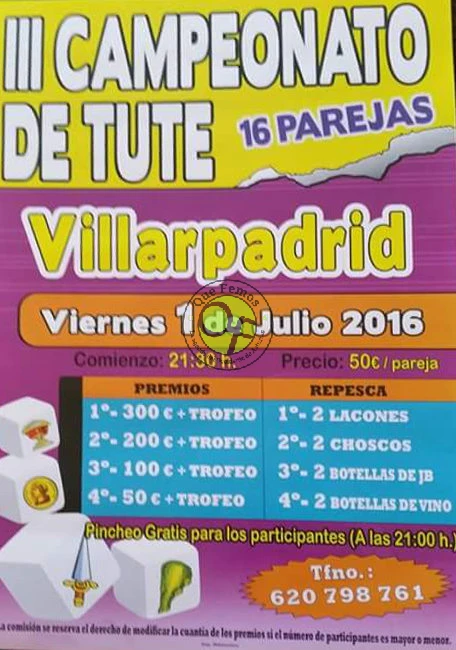 III Campeonato de Tute 2016 en Villarpadrid