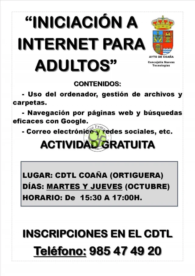 Curso de Internet para adultos en el CDTL de Coaña