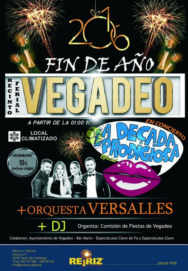 Fiesta de Nochevieja 2016 en Vegadeo