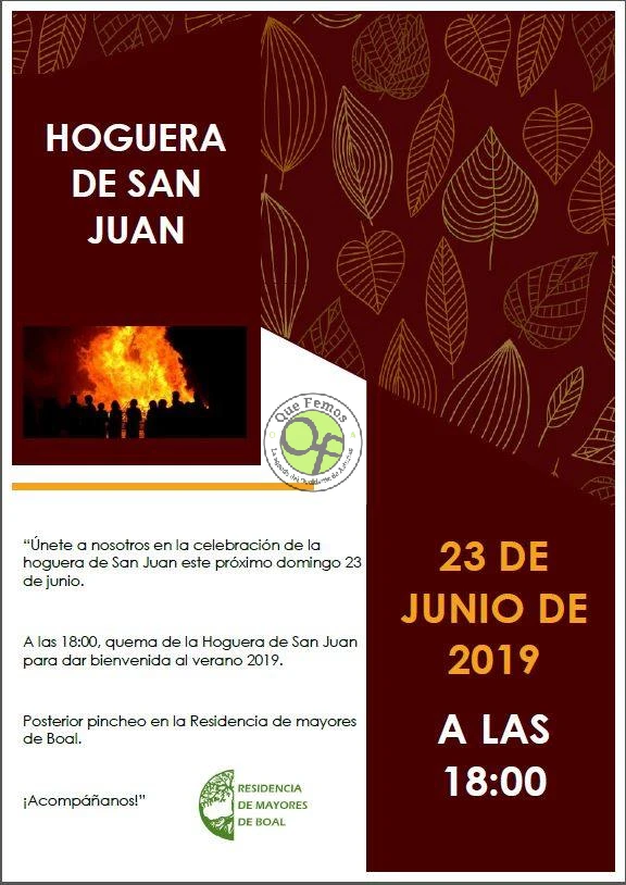 La Residencia de Mayores de Boal también encenderá su propia Hoguera de San Juan 2019