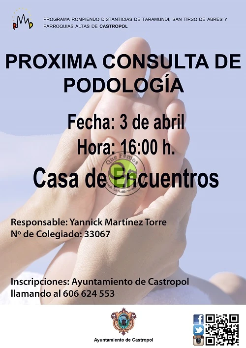 Servicio de podología en Presno y Castropol