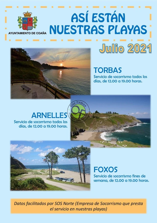 Playas de Coaña: horarios del servicio de socorrismo