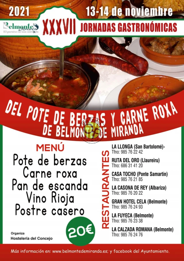 XXXVII Jornadas Gastronómicas del Pote de Berzas y Carne Roxa 2021 en Belmonte de Miranda