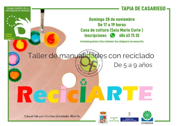 Taller de manualidades con reciclado en Tapia