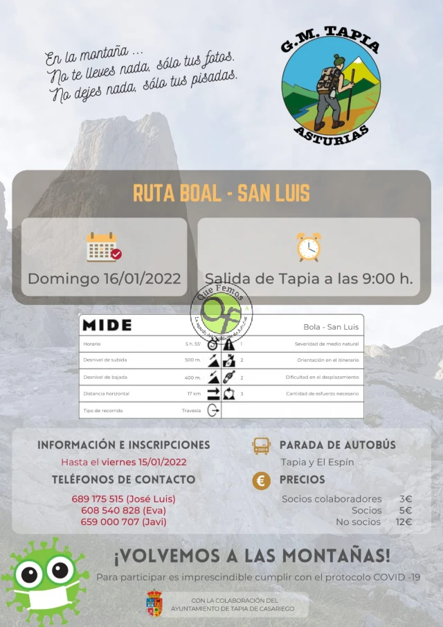 Grupo de Montaña Marqués de Casariego: ruta Boal-San Luis