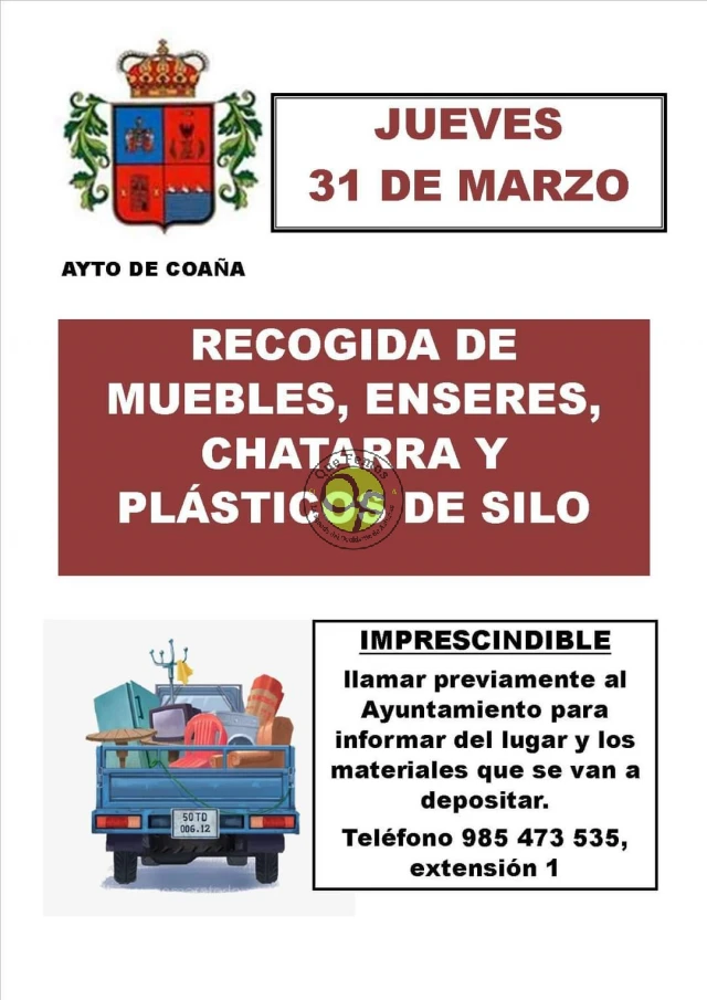 Recogida muebles, chatarra y plásticos de silo en Coaña: marzo 2022