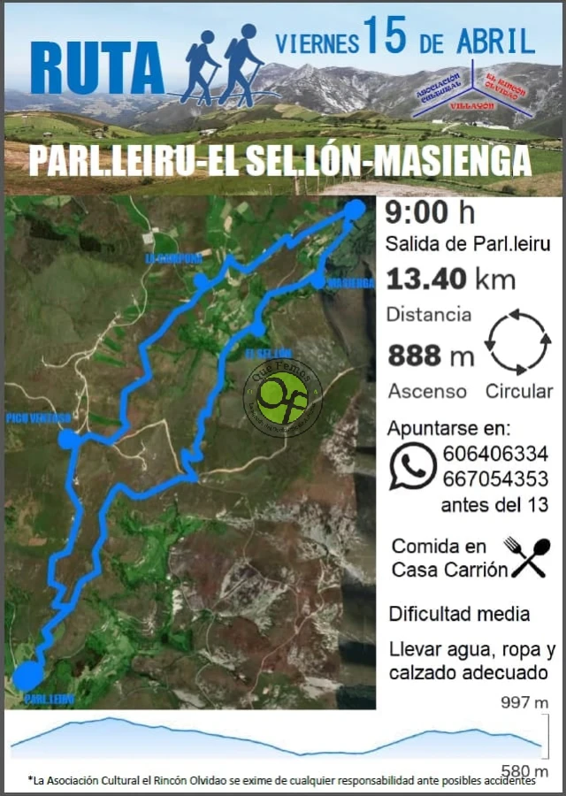 El Rincón Olvidao organiza la ruta Parl.leiru-El Sel.lón-Masienga