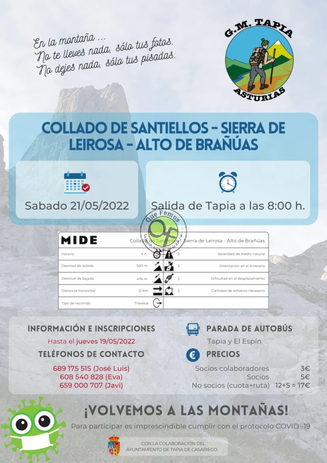 Grupo de Montaña Marqués de Casariego: ruta Collado de Santiellos-Sierra de Leirosa-Alto de Branúas
