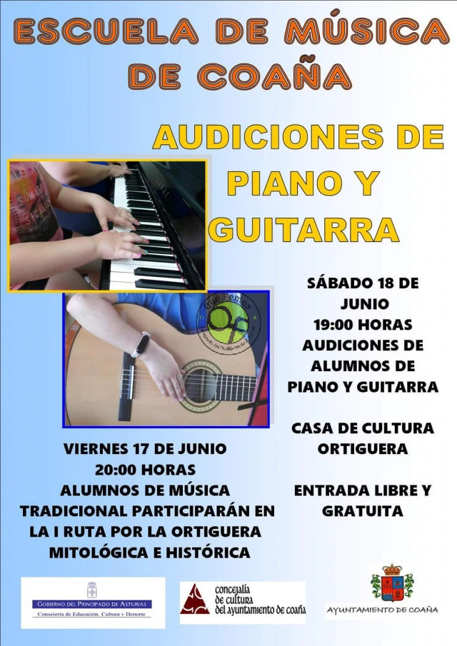 Audiciones de piano y guitarra con la Escuela de Música de Coaña