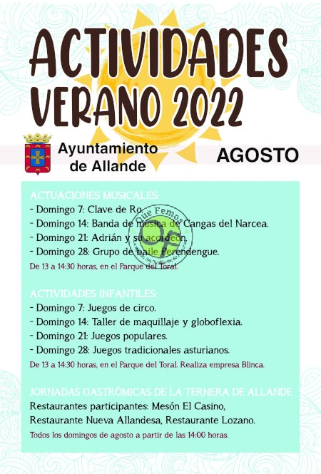 Conciertos y actividades infantiles en Pola de Allande: agosto 2022