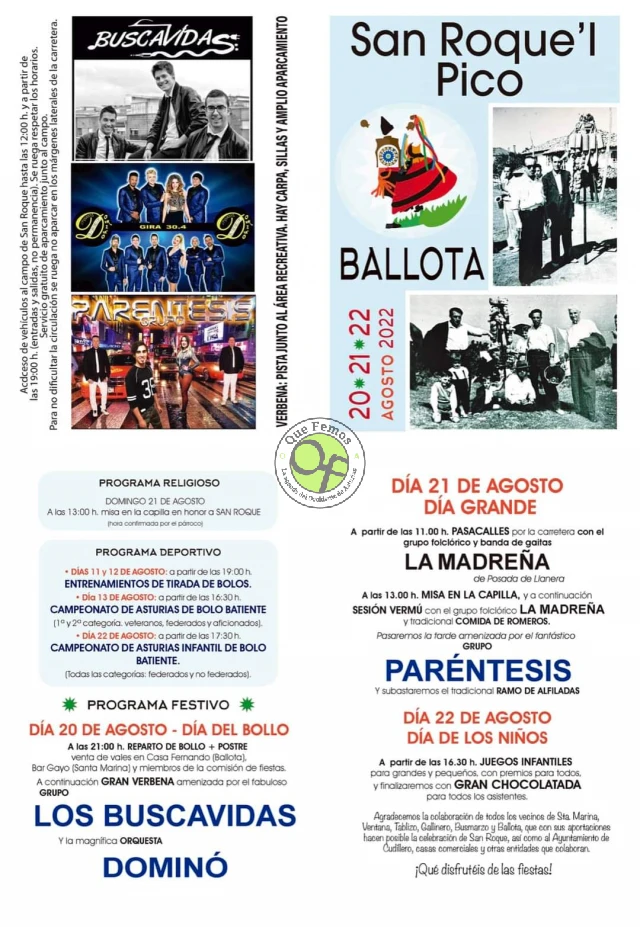 Fiestas de San Roque'l Pico 2022 en Ballota