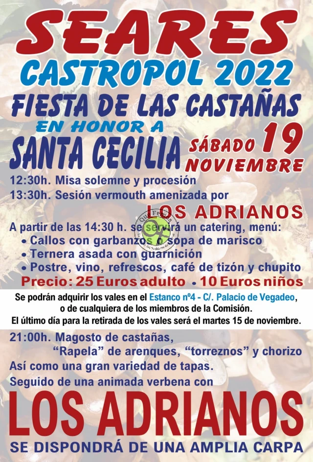 Fiesta de las Castañas en honor a Santa Cecilia 2022 en Seares