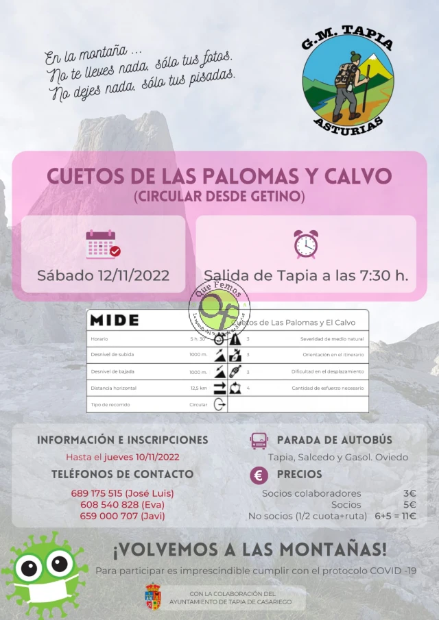 Grupo de Montaña Marqués de Casariego de Tapia: ruta de los Cuetos de las Palomas y Calvo