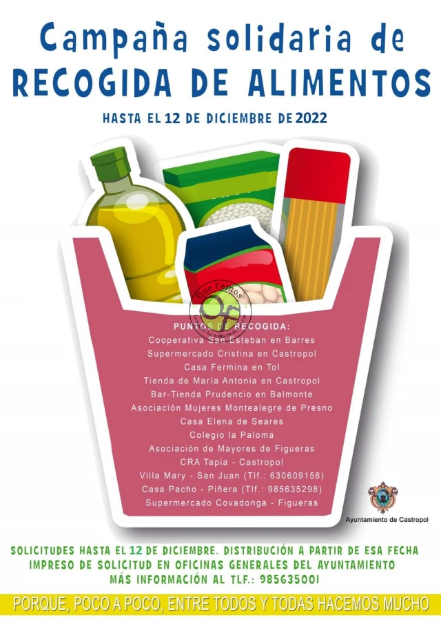Castropol organiza la Recogida Solidaria de Alimentos