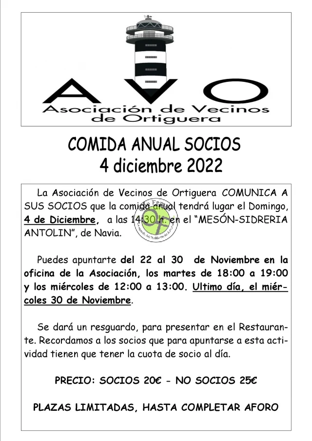 Comida anual 2022 de la Asociación de Vecinos de Ortiguera