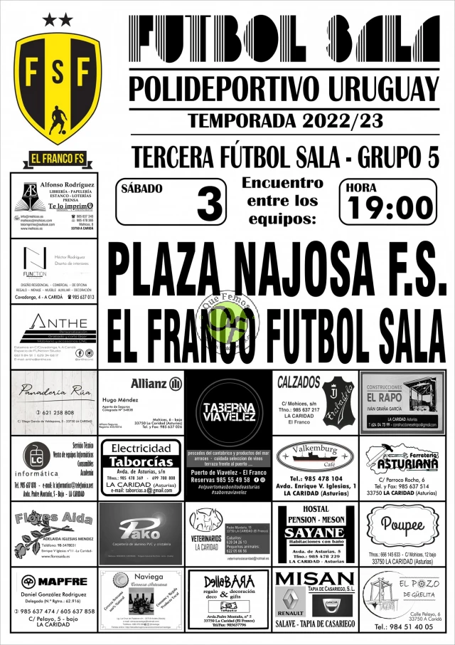 El Franco Fútbol Sala recibe al Plaza Najosa F.S.