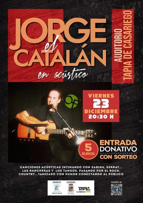 Jorge El Catalán protagonizará un gran concierto en acústico en Tapia de Casariego