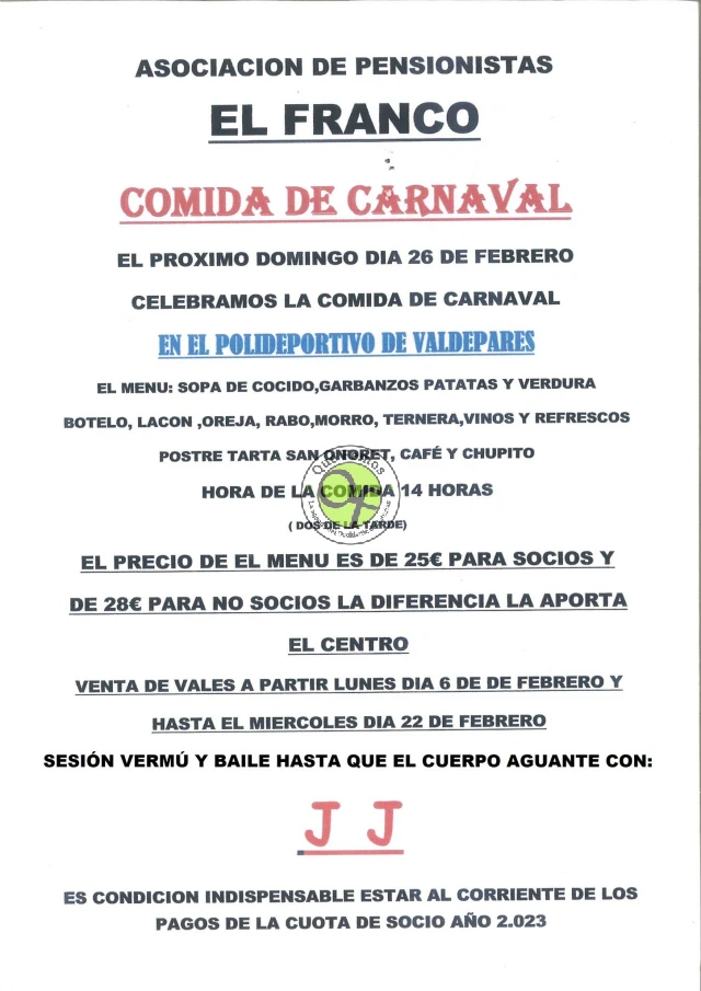 Comida de Carnaval de la Asociación de Pensionistas de El Franco