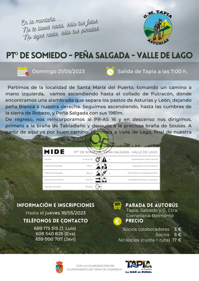 Grupo de Montaña Marqués de Casariego:  Puerto de Somiedo-Peña Salgada-Valle de Lago