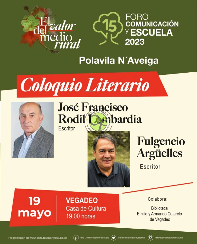 José Francisco Rodil Lombardía y Fulgencio Argüelles protagonizan una charla literaria en Vegadeo