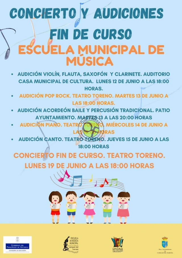 ´Concierto y audiciones de fin de curso de la Escuela Municipal de Música de Cangas del Narcea