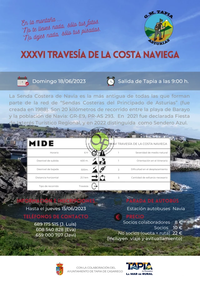 El Grupo de Montaña Marqués de Casariego de Tapia participará en la XXXVI Travesía de la Costa Naviega 2023
