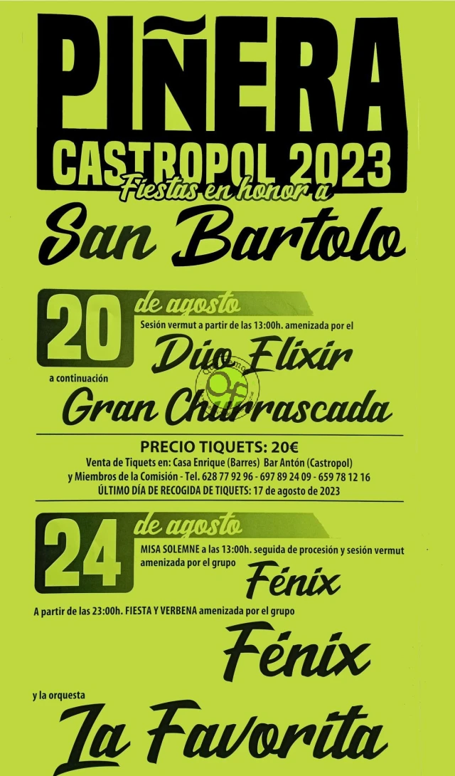 Fiestas en honor a San Bartolo 2023 en Piñera
