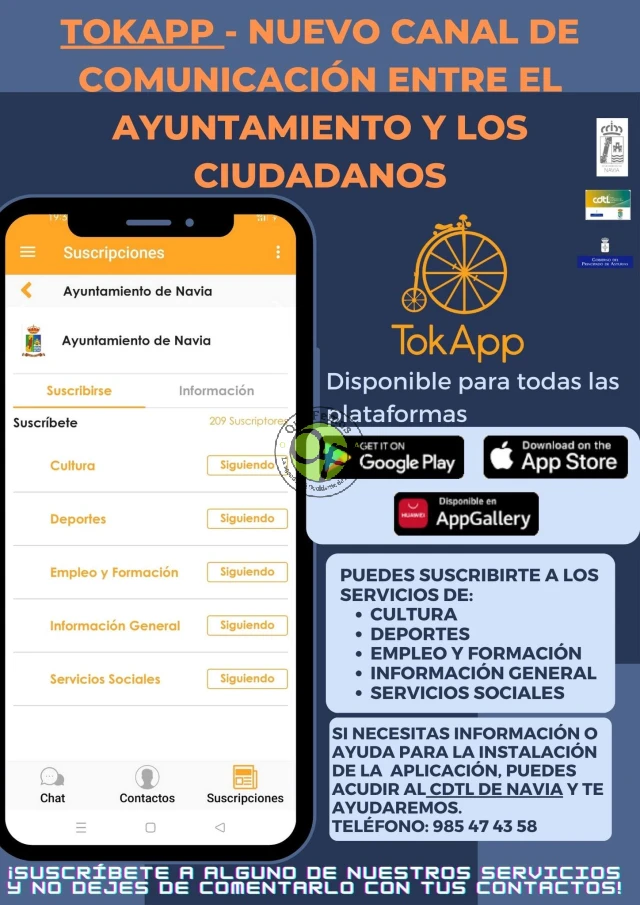 El Ayuntamiento de Navia abre una nueva vía de comunicación con sus ciudadanos, a través de TokApp