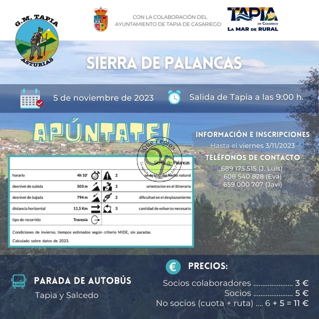 Grupo de Montaña de Tapia: Sierra de Palancas