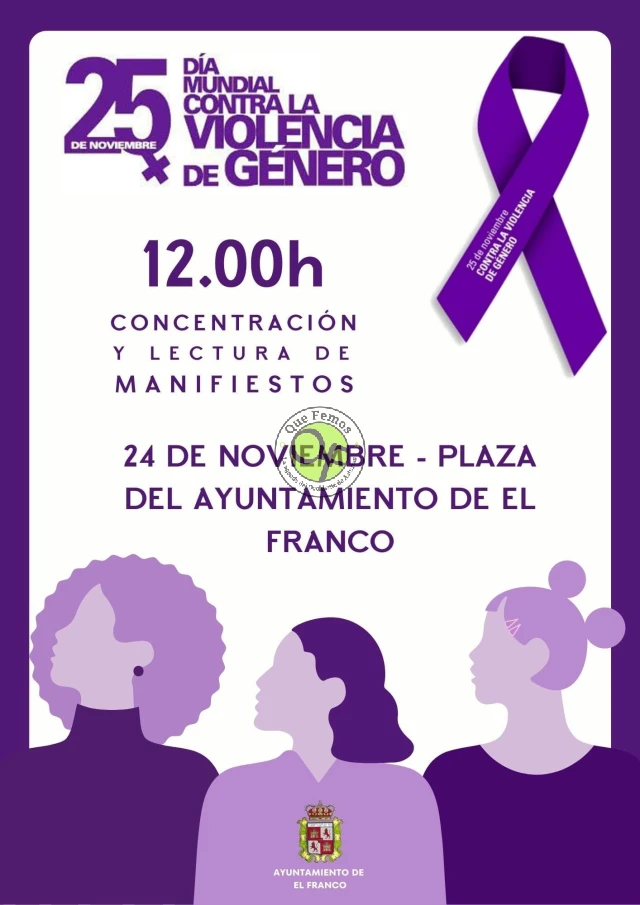 El Día Internacional de la Eliminación de la Violencia contra la Mujer, también se celebrará en El Franco