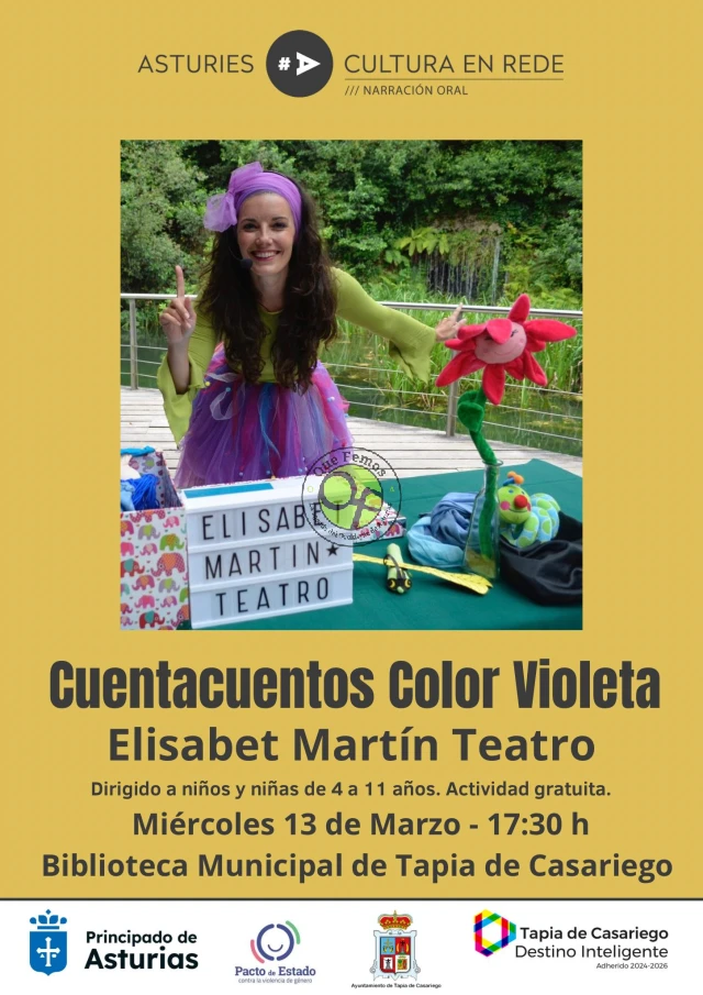 Elisabet Martín Teatro llevará su Cuentacuentos Color Violeta a Tapia