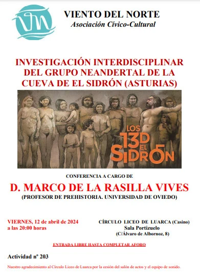 Conferencia en Luarca sobre el neandertal en la Cueva El Sidrón 