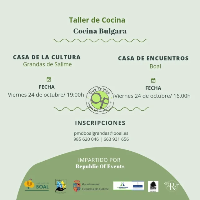 Taller de cocina búlgara en Boal y Grandas