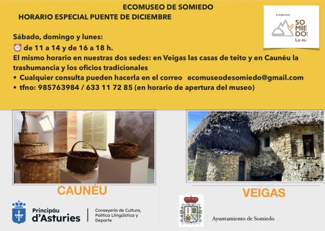 Horario especial puente de diciembre en el Ecomuseo de Somiedo