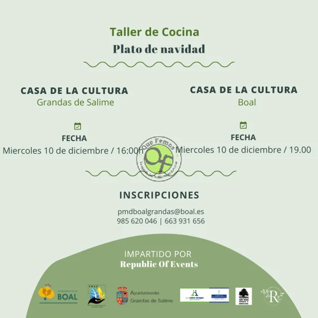 Taller de cocina plato de Navidad en Grandas y Boal