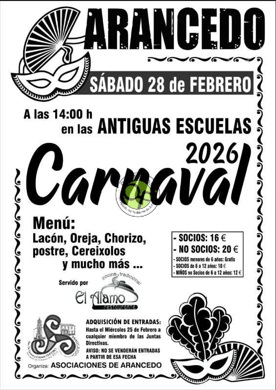 En Arancedo se suman a la celebración del Carnaval 2026 con una gran comida