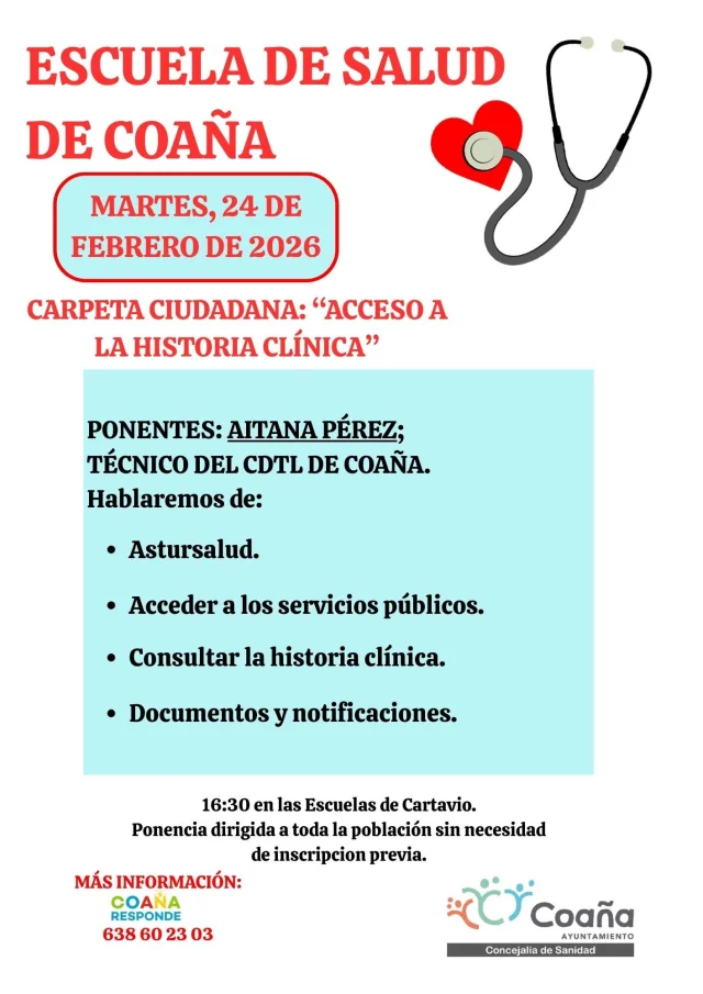 La Escuela de Salud de Coaña versará sobre la Carpeta Ciudadana y más trámites