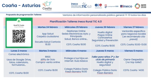 Esta es la programación de los talleres de Ineco Rural TIC en Coaña