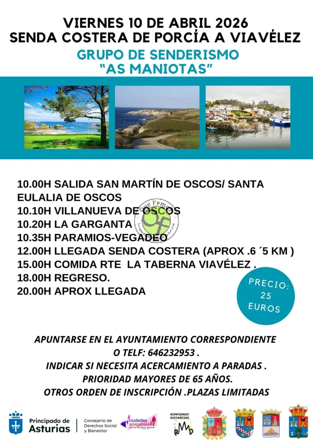 El Grupo de Senderismo As Maniotas organiza salida de Porcía a Viavélez