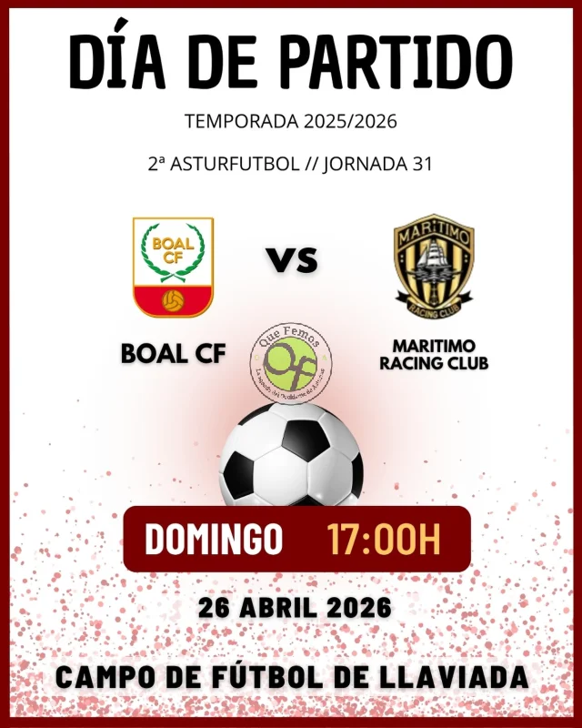 El Boal C.F. recibe al Marítimo Racing Club
