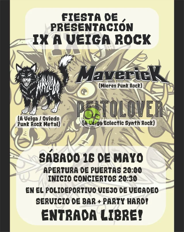 El próximo sábado Vegadeo celebra una gran Fiesta de presentación del IX A Veiga Rock