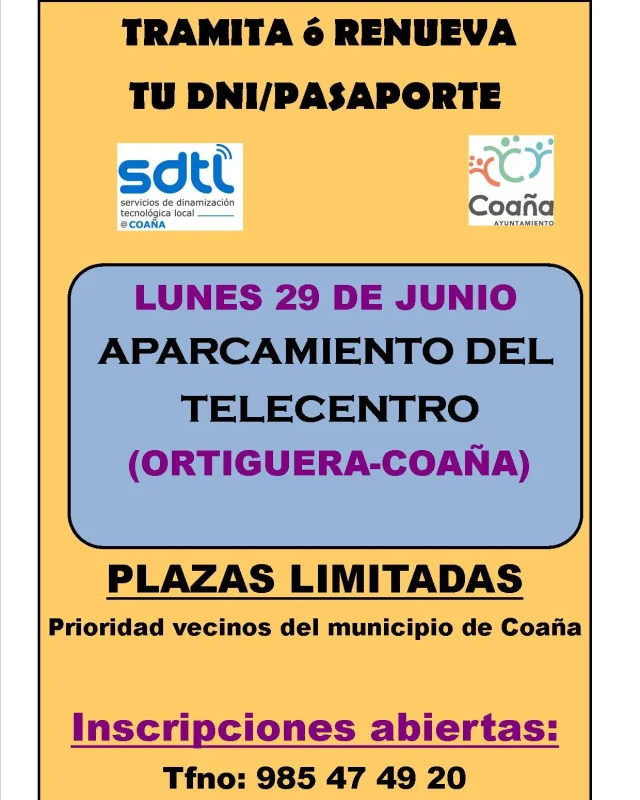 El Equipo Móvil del DNIe y pasaporte estará el 29 junio en Coaña