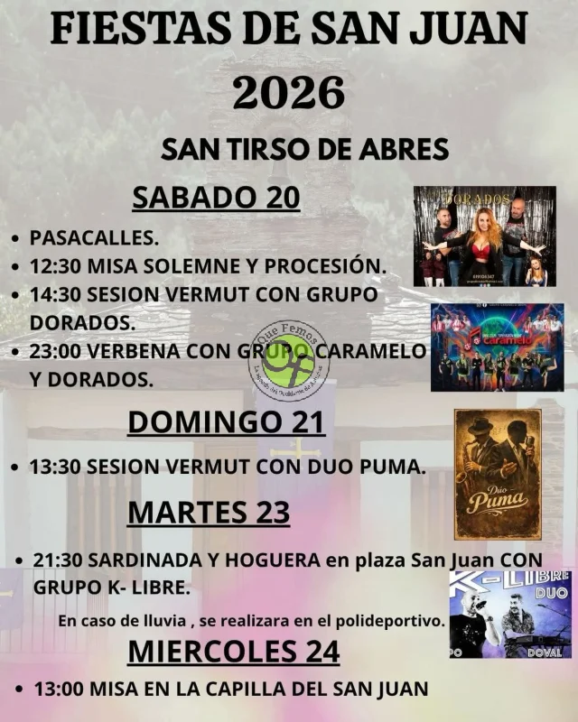 Fiestas de San Juan 2026 en San Tirso de Abres