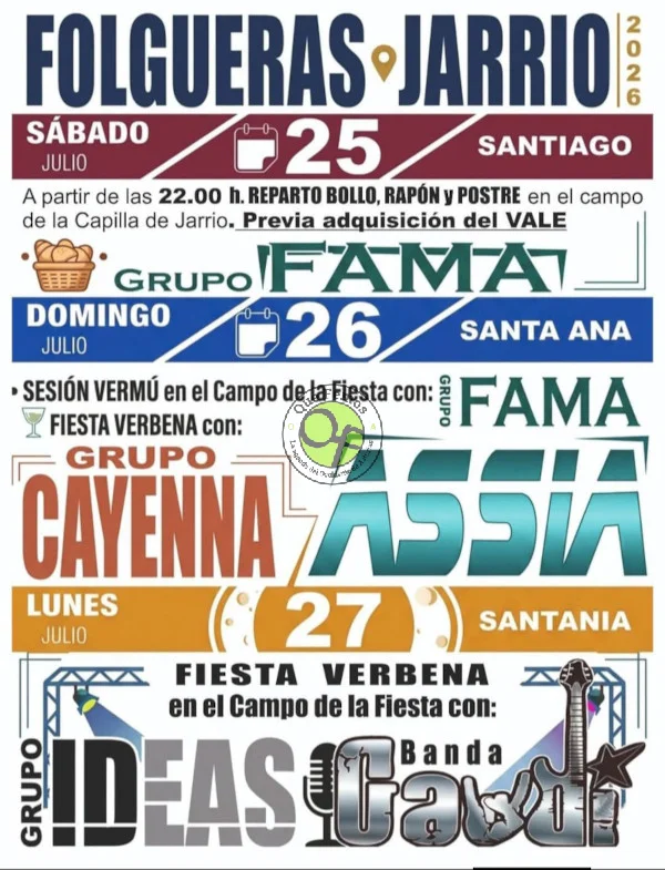 Fiestas de Santiago y Santa Ana 2026 en Jarrio y Folgueiras