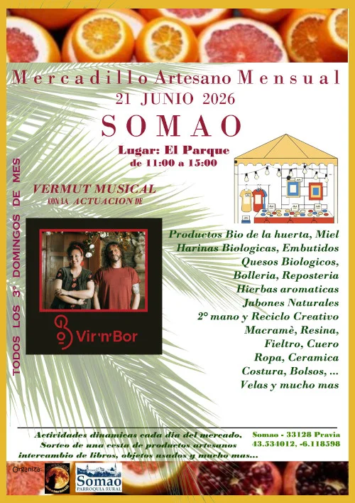 Mercadillo Artesano Mensual de Somao en junio 2026