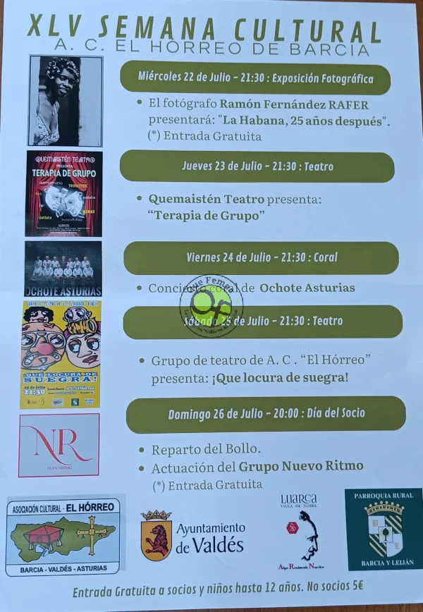 XLV Semana Cultural de la Asociación Cultural El Hórreo de Barcia 2026